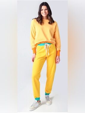 Warm Fun Yellow & Teal green Sweatpants size medium NWT